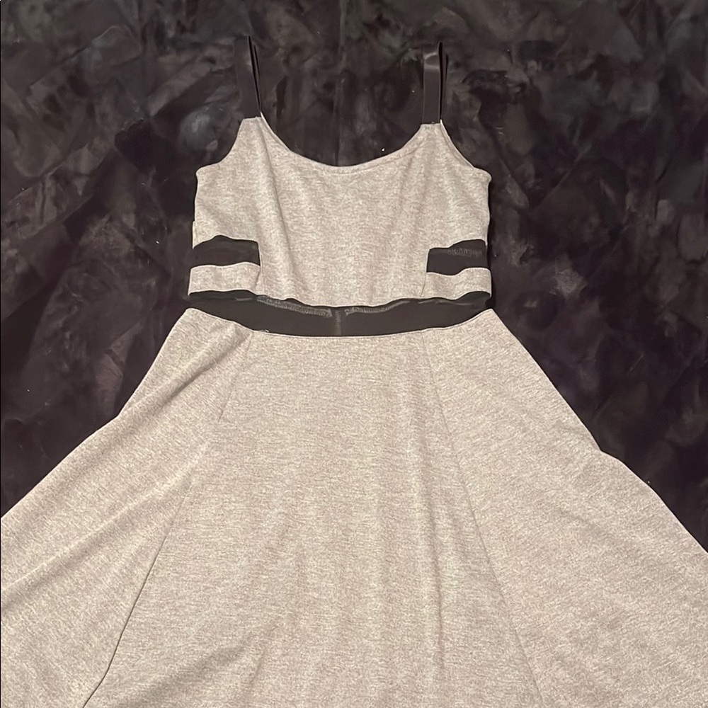 Black and Gray Sleeveless Spaghetti Strap Mini Sundress